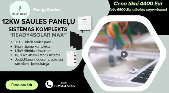 12kW Saules paneļu sistēmas komplekts “Ready4Solar Max”